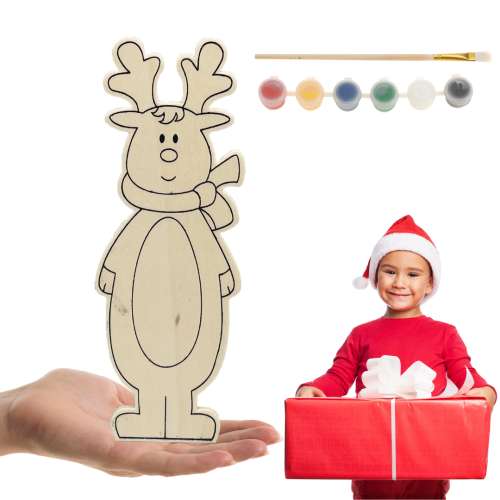 Figurka drewniana świąteczna do malowania 22 cm Renifer