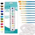 Zestaw malarski Artmaker - Farby akrylowe 12x12 ml + Pędzelki 10 szt. + Paletka