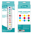 Zestaw malarski Artmaker - Farby akrylowe 12x12 ml + Pędzelki 10 szt. + Paletka