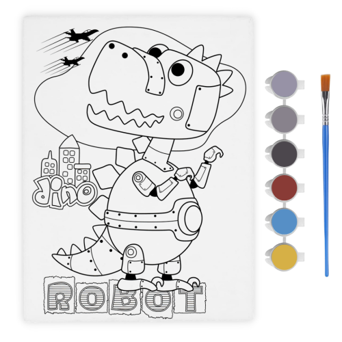 Kolorowanka malowanie po numerach dla dzieci obrazek ROBOT