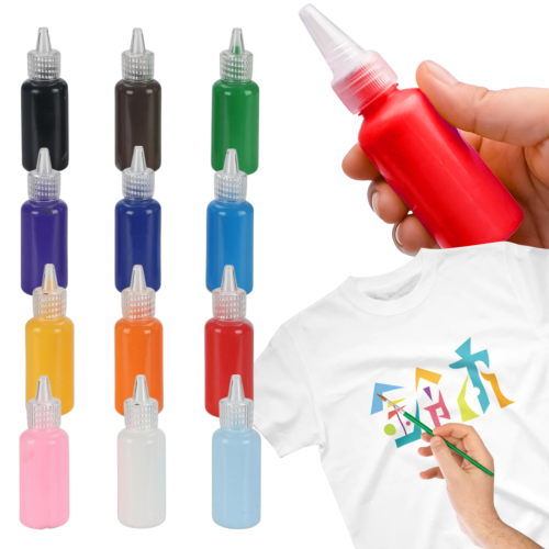 12x Farby do tkanin zestaw 216ml materiału